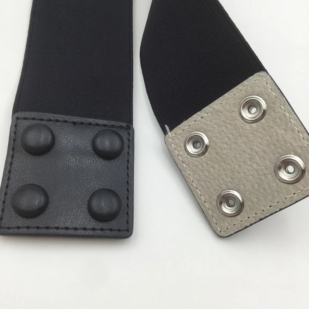 Navy Leather‎ and Silver Chain Braided Elastic Belt